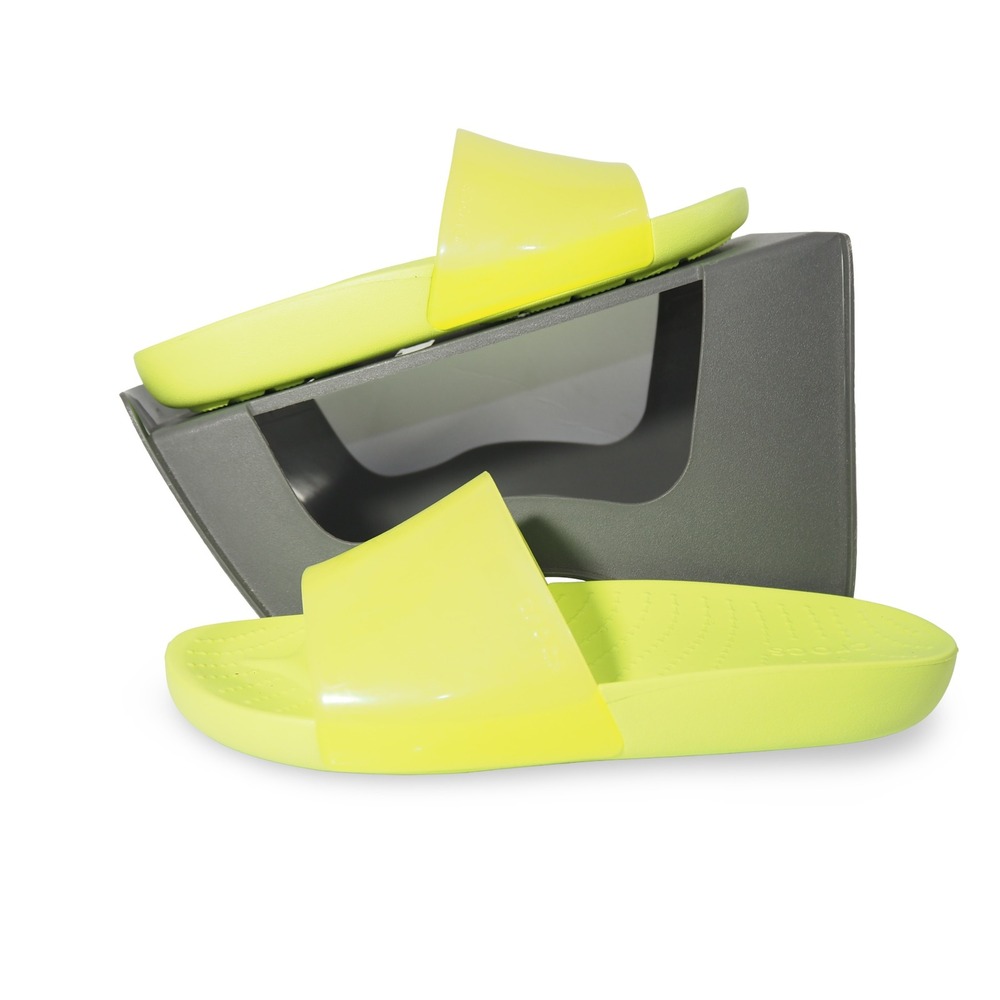 Crocs Splash‎ Slide Sandals Women 4 Limeade Green Translucent TPU Strap 208216